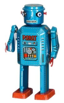 Retro robot 13 cm blauw