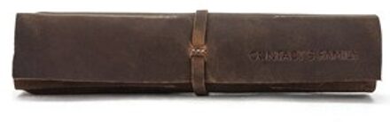 Retro Roll-Up Etui Lederen Opgerolde Touw Binding Creatieve Student Potlood Pocket Roll Pen Pouch Voor