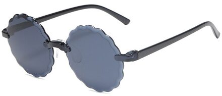 Retro Ronde Een Stuk Randloze Zonnebril Snoep Kleur Vintage Kleurrijke Schaduw Zonnebril UV400 Outdoor Frameloze Driver Bril grijs