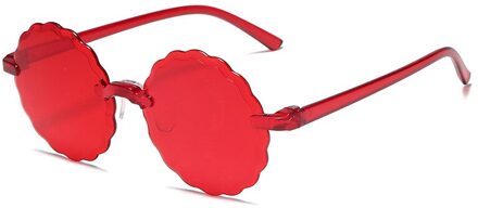 Retro Ronde Een Stuk Randloze Zonnebril Snoep Kleur Vintage Kleurrijke Schaduw Zonnebril UV400 Outdoor Frameloze Driver Bril rood