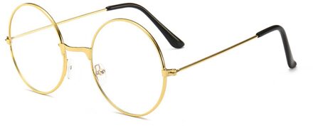Retro Ronde Frame Anti-Blauwe Straling Bril Ultralight Mannen Vrouwen Mode Blauw Licht Blokkeren Bril Eyewear Studenten gewoon lens goud