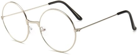 Retro Ronde Frame Anti-Blauwe Straling Bril Ultralight Mannen Vrouwen Mode Blauw Licht Blokkeren Bril Eyewear Studenten gewoon lens zilver