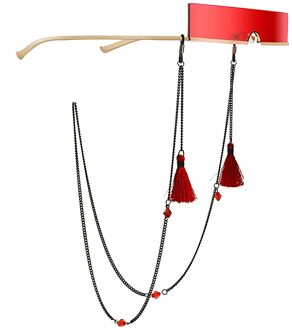 Retro Rood Kwastje Anti-slip Glazen Ketting Metalen Zonnebril Touw Strass Lenzenvloeistof Lanyard Strap Cord Eyewear Accessoires