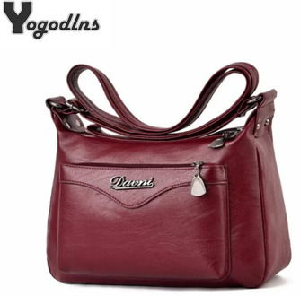 Retro Shoulder Bags for Women Soft PU Leather Messenger Bag Ladies Mother Half Moon Handbags Crossbody Multi-pocket Purse