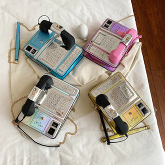 Retro Simulated Public Phone Chain Women Shoulder Bags Money Clutch Bags Wedding Evening Dinner Handbags Crossbody Purse