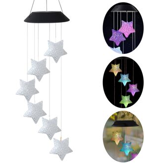 Retro Solar Led Wind Chime Kleur Veranderende Lamp, Draagbare Wind Chime Lamp, Outdoor Tuin Balkon Decoratie Hanger Kroonluchter Five-pointed ster