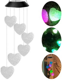 Retro Solar Led Wind Chime Kleur Veranderende Lamp, Draagbare Wind Chime Lamp, Outdoor Tuin Balkon Decoratie Hanger Kroonluchter hart-vormig
