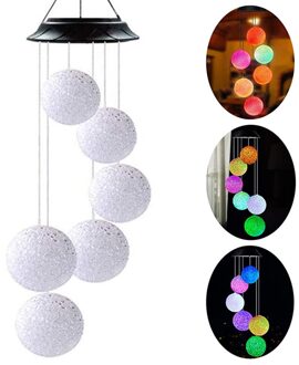 Retro Solar Led Wind Chime Kleur Veranderende Lamp, Draagbare Wind Chime Lamp, Outdoor Tuin Balkon Decoratie Hanger Kroonluchter ronde bal