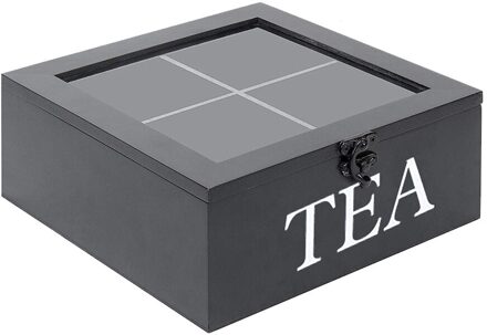 Retro Stijl Bamboe Thee Doos Met Deksel 9-Compartiment Koffie Theezakje Opslag Houder Suiker Organizer Voor Keuken Kasten blauw