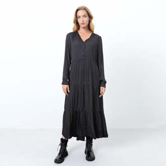 Retro-stijl blouse jurk Zwart