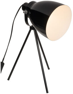 Retro tafellamp/schemerlamp zwart metaal 42 cm