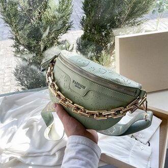 Retro Taille Tas Pu Lederen Fanny Pack Schoudertas Dames Alligator Patroon Taille Verpakking Vrouwen Riem Tas Multifunctionele Borst Zak groen B