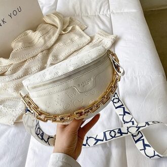 Retro Taille Tas Pu Lederen Fanny Pack Schoudertas Dames Alligator Patroon Taille Verpakking Vrouwen Riem Tas Multifunctionele Borst Zak wit B