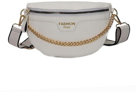 Retro Taille Tas Pu Lederen Fanny Pack Schoudertas Dames Alligator Patroon Taille Verpakking Vrouwen Riem Tas Multifunctionele Borst Zak wit