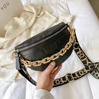 Retro Taille Tas Pu Lederen Fanny Pack Schoudertas Dames Alligator Patroon Taille Verpakking Vrouwen Riem Tas Multifunctionele Borst Zak zwart B