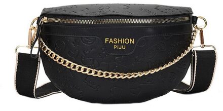 Retro Taille Tas Pu Lederen Fanny Pack Schoudertas Dames Alligator Patroon Taille Verpakking Vrouwen Riem Tas Multifunctionele Borst Zak zwart