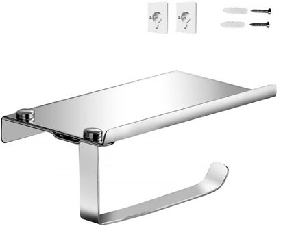 Retro Toiletrolhouder Ruimte Aluminium Papieren Handdoek Rek Roestvrij Staal Badkamer Keuken Roll Plank Wc Accessoires Wall Mount Punch-free-zilver-A