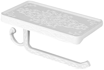 Retro Toiletrolhouder Ruimte Aluminium Papieren Handdoek Rek Roestvrij Staal Badkamer Keuken Roll Plank Wc Accessoires Wall Mount Punch-wit