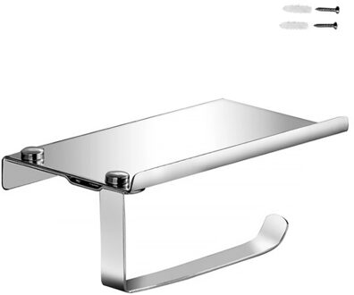 Retro Toiletrolhouder Ruimte Aluminium Papieren Handdoek Rek Roestvrij Staal Badkamer Keuken Roll Plank Wc Accessoires Wall Mount Punch-zilver