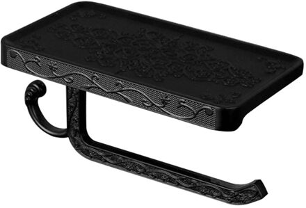 Retro Toiletrolhouder Ruimte Aluminium Papieren Handdoek Rek Roestvrij Staal Badkamer Keuken Roll Plank Wc Accessoires Wall Mount Punch-zwart