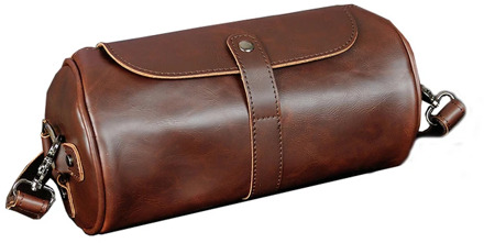 Retro Trend Small Leather Bag Crazy Horse PU Leather Men's Bag Personalized Design Cylinder Bag