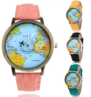 Retro Unisex World Map Faux Leather Strap Round Dial Ladies Quartz Watch Analog Leather Women Gift Women Watches часы женские