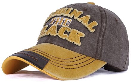 Retro Verontruste Baseball Cap Mannen En Vrouwen Eenvoudige Brief Patch Zonnebrandcrème Zonnehoed Gewassen En Ademende Cap geel koffie