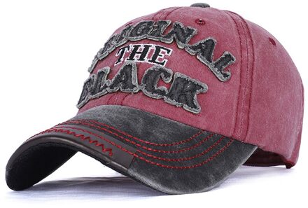 Retro Verontruste Baseball Cap Mannen En Vrouwen Eenvoudige Brief Patch Zonnebrandcrème Zonnehoed Gewassen En Ademende Cap zwart wijn rood
