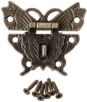 Retro Vintage Butterfly Latch Hasp Wooden Jewelry Box Case Lock Pad Chest Lock For Box Accessories