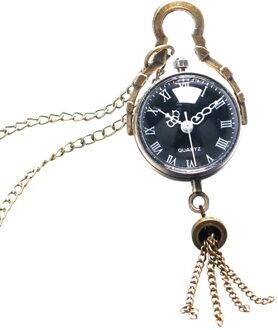 Retro Vintage Fish Eye Zwarte Wijzerplaat Glas Bal Lange Ketting Ketting Hanger Zakhorloge P12