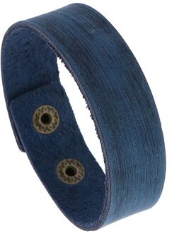 Retro Vintage Punk Stijl Mannen Armband Brede Leren Knop Sluiting Verstelbare Wrap Armbanden Voor Vrouwen Mannen Sieraden blauw