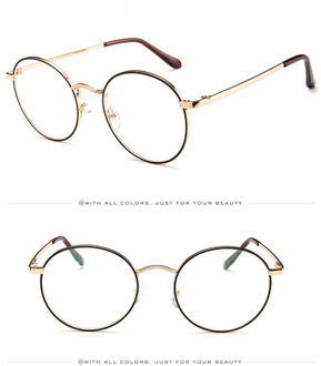 retro voor vrouwen mannen brillen frame luxe full metal ronde bril frame koreaanse nerd clear licht bril C1