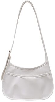 Retro Vrouwen Effen Kleur Tas Pu Lederen Messenger Casual Dames Schoudertassen Mode Mobiele Telefoon Crossbody Tas Voor Vrouwen wit