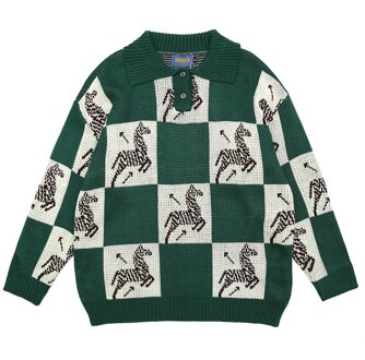 Retro Vrouwen Trui, Grote Maat Winter Kleding, Vrouwen Trui, Top Sling, Groen, blauw, L / groen