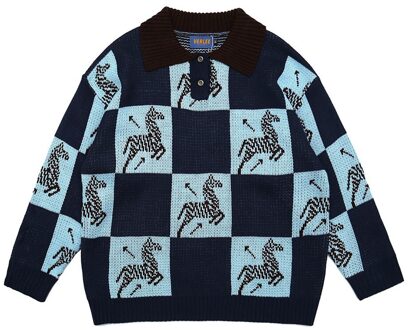 Retro Vrouwen Trui, Grote Maat Winter Kleding, Vrouwen Trui, Top Sling, Groen, blauw, M / lucht blauw