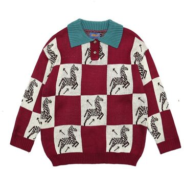 Retro Vrouwen Trui, Grote Maat Winter Kleding, Vrouwen Trui, Top Sling, Groen, blauw, M / rood