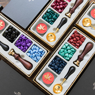 Retro Wax Seal Stamp Kit With Spoon Wax for DIY Scrapbook Greeting Card Postcard Wedding Party Invitation Card Wax Tool Set