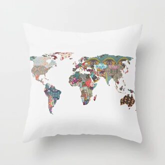 Retro Wereldkaart Linnen Katoenen Baby Kussen Case Polyester Home Decor Slaapkamer Decoratieve Sofa Auto Kussens 45*45 cm 3
