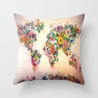 Retro Wereldkaart Linnen Katoenen Baby Kussen Case Polyester Home Decor Slaapkamer Decoratieve Sofa Auto Kussens 45*45 cm 8