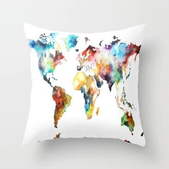 Retro Wereldkaart Linnen Katoenen Baby Kussen Case Polyester Home Decor Slaapkamer Decoratieve Sofa Auto Kussens 45*45 cm
