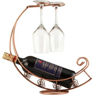 Retro Wijnfles Houder Wijnrek Champagne Flessen Stand Glas Bekerhouder Display Opknoping Drinkglazen Glaswerk Rack Plank