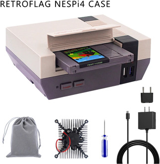RETROFLAG Raspberry Pi 4 NESPi 4 CASE Support Safe Shutdown with SSD Case Cooling Fan Heat Sink for Raspberry Pi 4 Model B