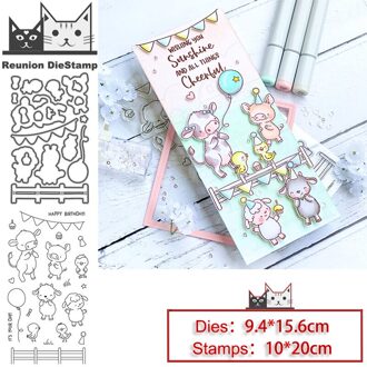 Reünie Dier Koe Party Metalen Stansmessen En Postzegels Stencil Voor Diy Scrapbooking Fotoalbum Embossing Decoratieve Papieren Kaart Die en postzegel