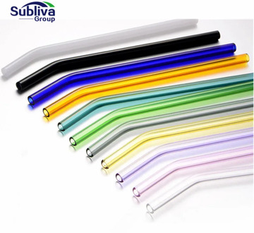 Reusable 10pcs Clear Bent Drinking Glass Straws+2pcs Cleaning Brush for Bevarage Coffee Wedding Birthday Party