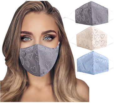 Reusable Face Mask Sequin Breathable Mouth Caps Washable Protective Mask Cotton Mask With Diamonds Ear Hook Mouth Muffle