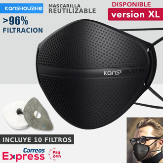 Reusable Premium Reusable face protective mask Kanshouzhe XL washable Reusable + 10 filters active carbon replaceable