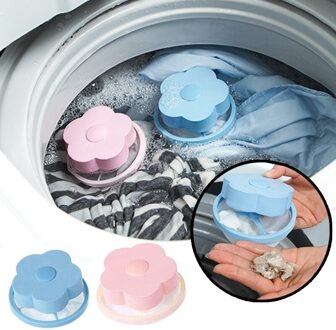 Reusable Washing Machine Floating Mesh Filter Bag Floating Pet Fur Catcher Hair Remover Tool For Washing Machine Cleaning Balls bloem roze