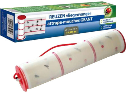 reuzen-vliegenvanger 25 cm x 7,5 m papier rood/wit