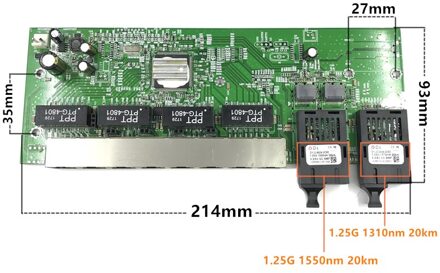 Reverse 10/100/1000M Gigabit Ethernet switch Fiber Optische Single Mode 8 RJ45 en 2 SC fiber motherboard1.25G 20KM