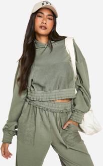 Reverse Loopback Detail Cropped Hoodie, Sage